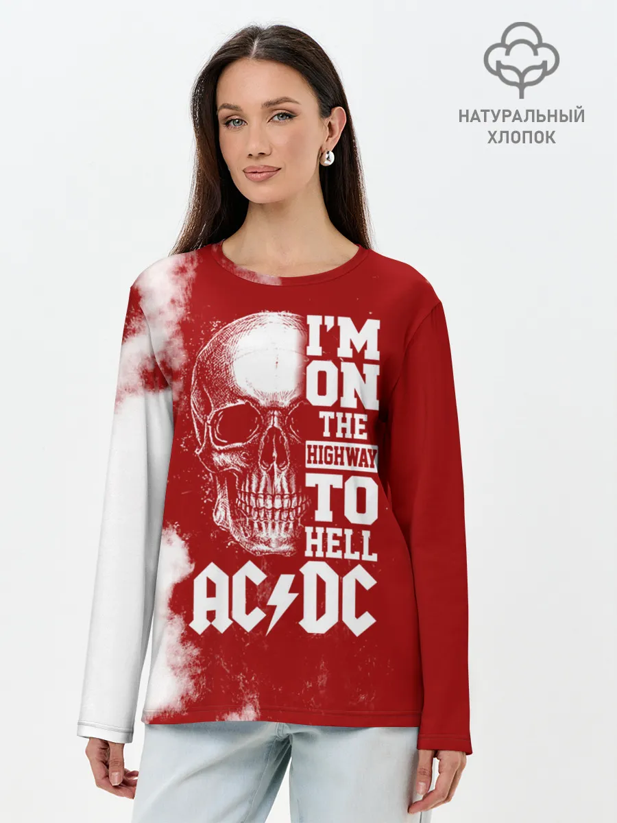 Лонгслив женский. Хлопок / Im on the highway to hell AC/DC