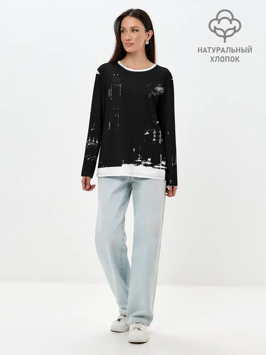 Лонгслив женский. Хлопок / город