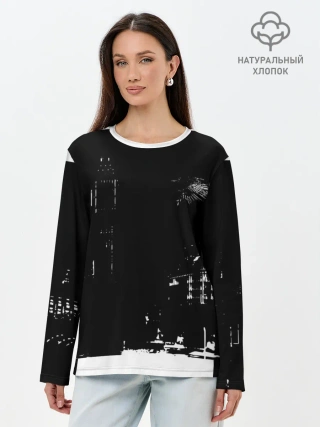 Лонгслив женский. Хлопок / город