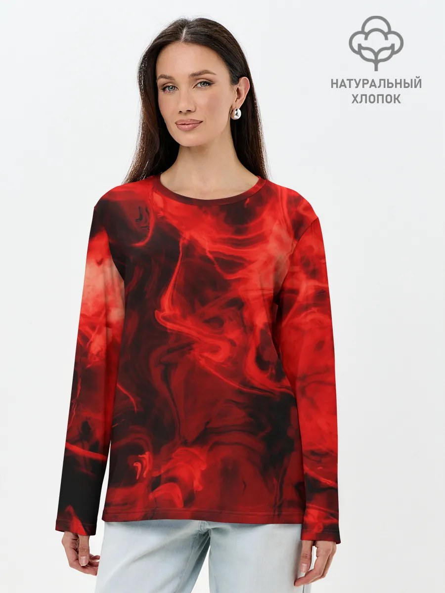 Лонгслив женский. Хлопок / Красный дым