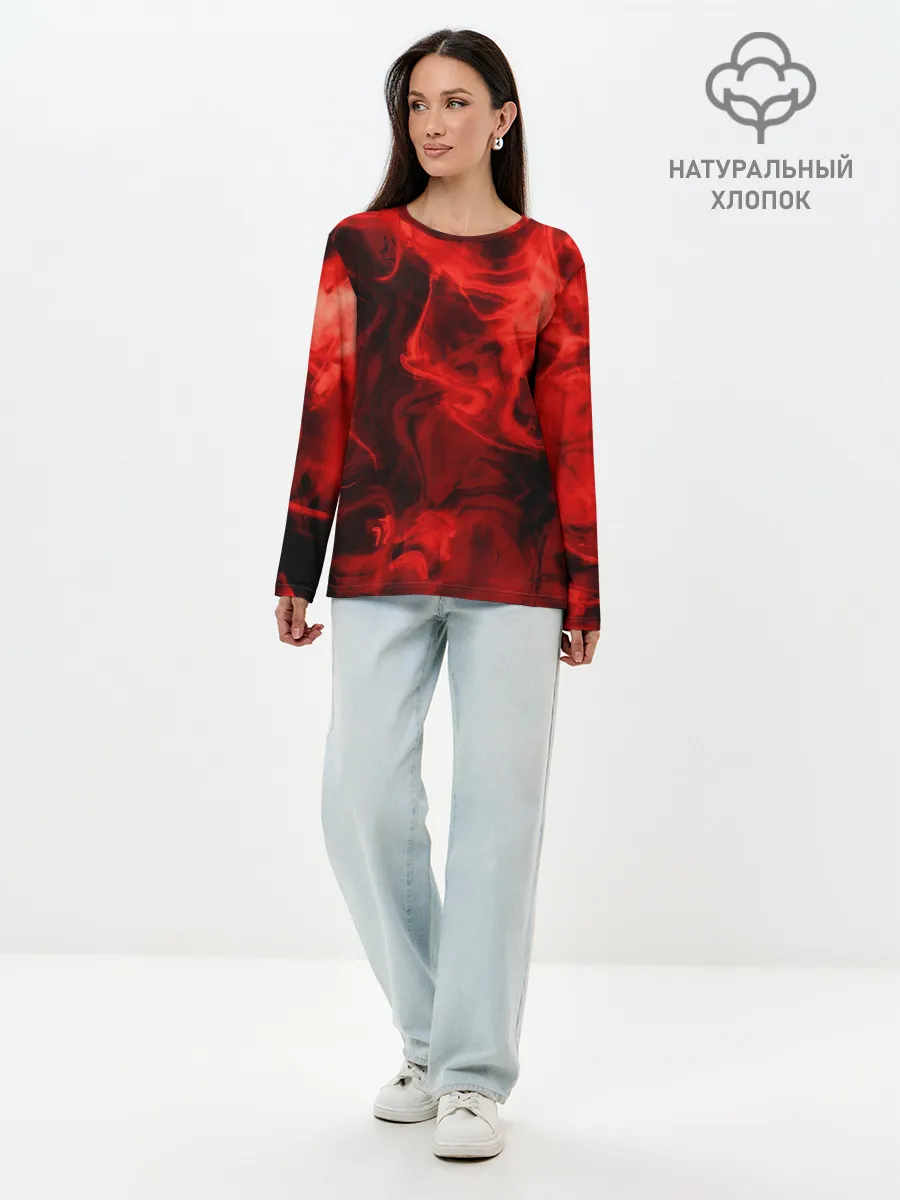 Лонгслив женский. Хлопок / Красный дым