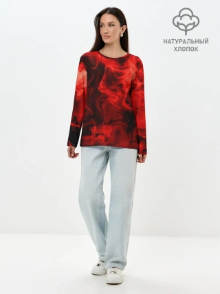 Лонгслив женский. Хлопок / Красный дым