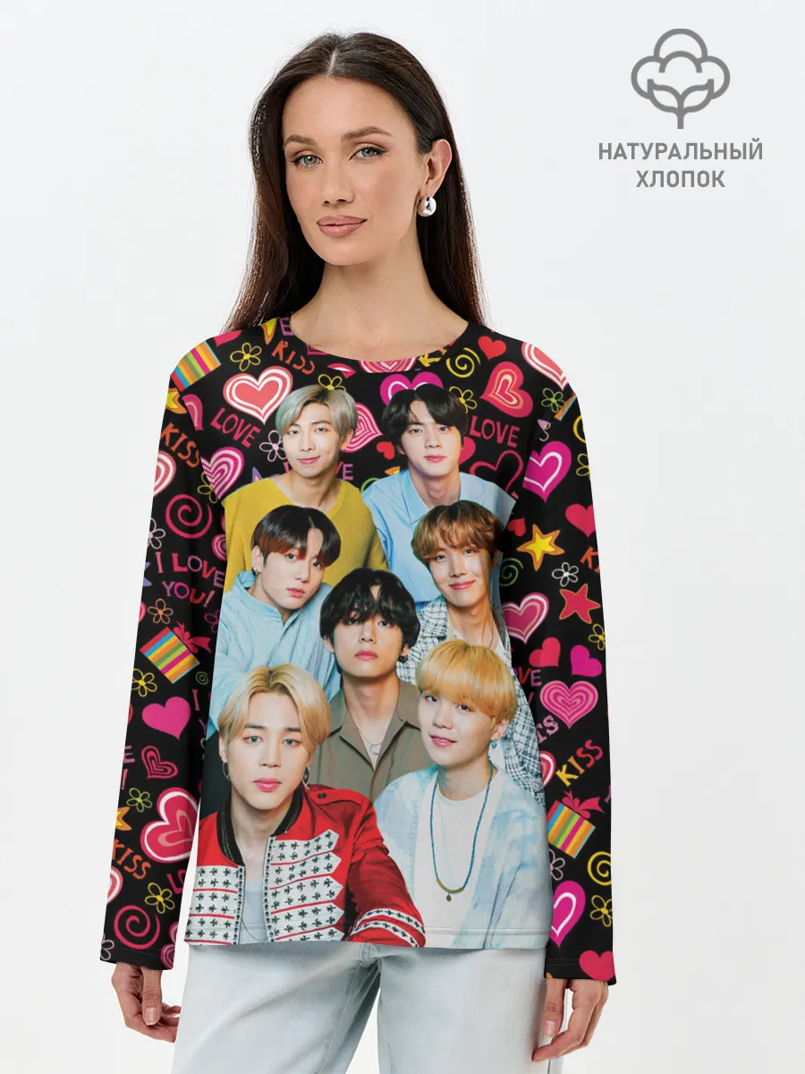Лонгслив женский. Хлопок / I Love BTS
