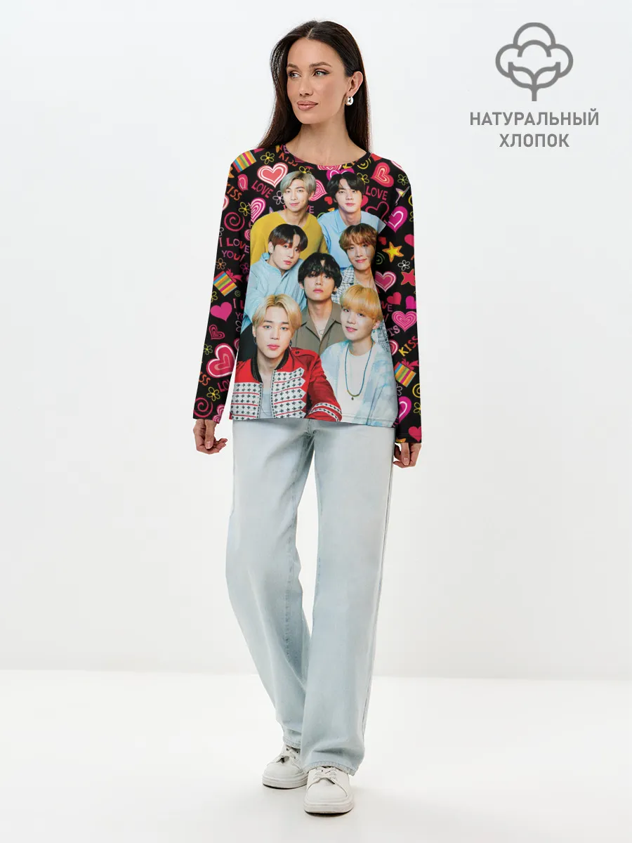 Лонгслив женский. Хлопок / I Love BTS