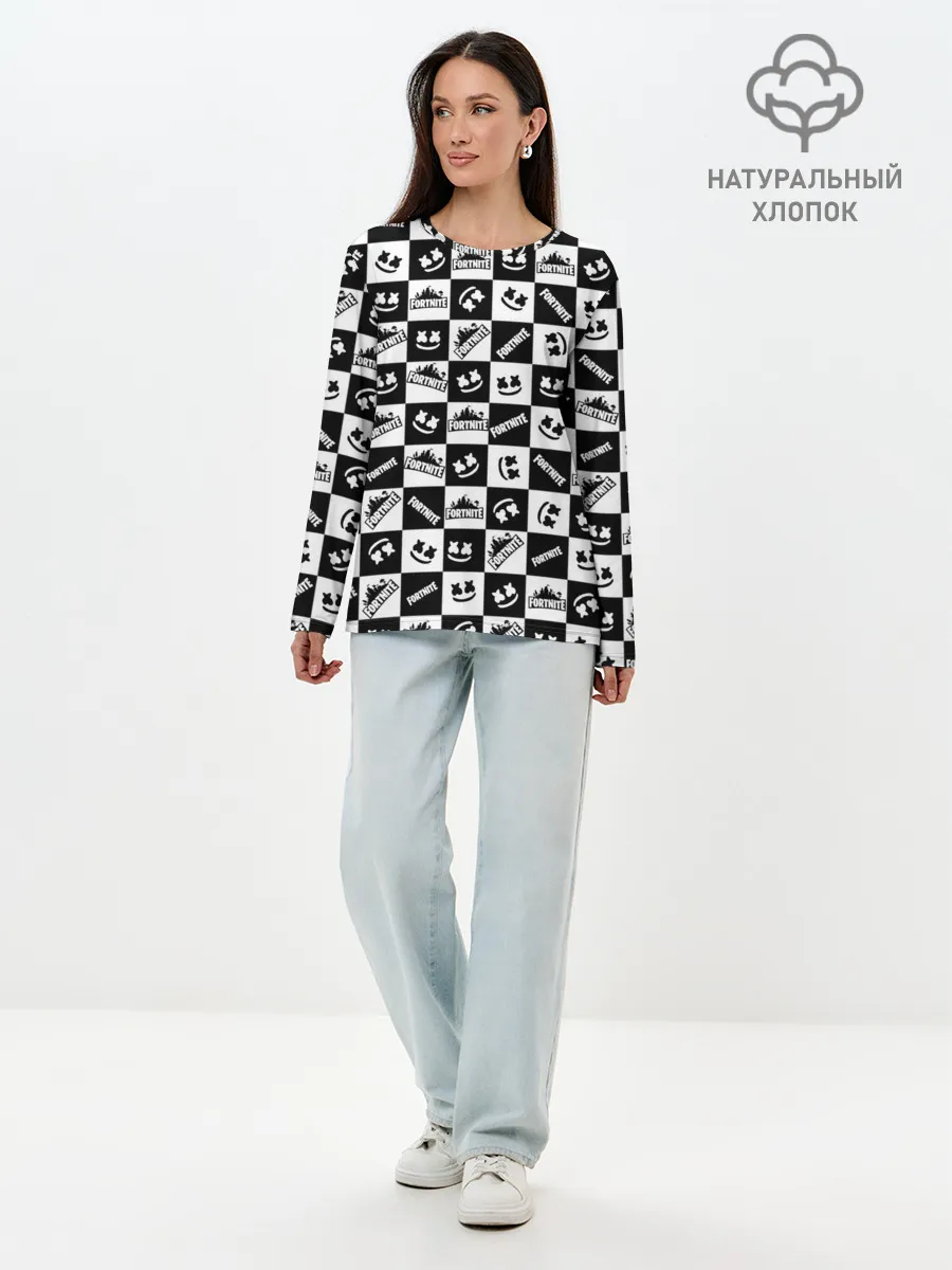 Лонгслив женский. Хлопок / Fortnite&Marshmello