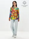 Лонгслив женский. Хлопок / Психоделия | Яркая