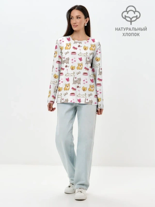 Лонгслив женский. Хлопок / Домашние питомцы