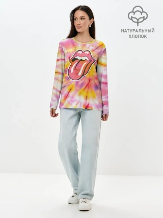 Лонгслив женский. Хлопок / Rolling Stones tie-dye
