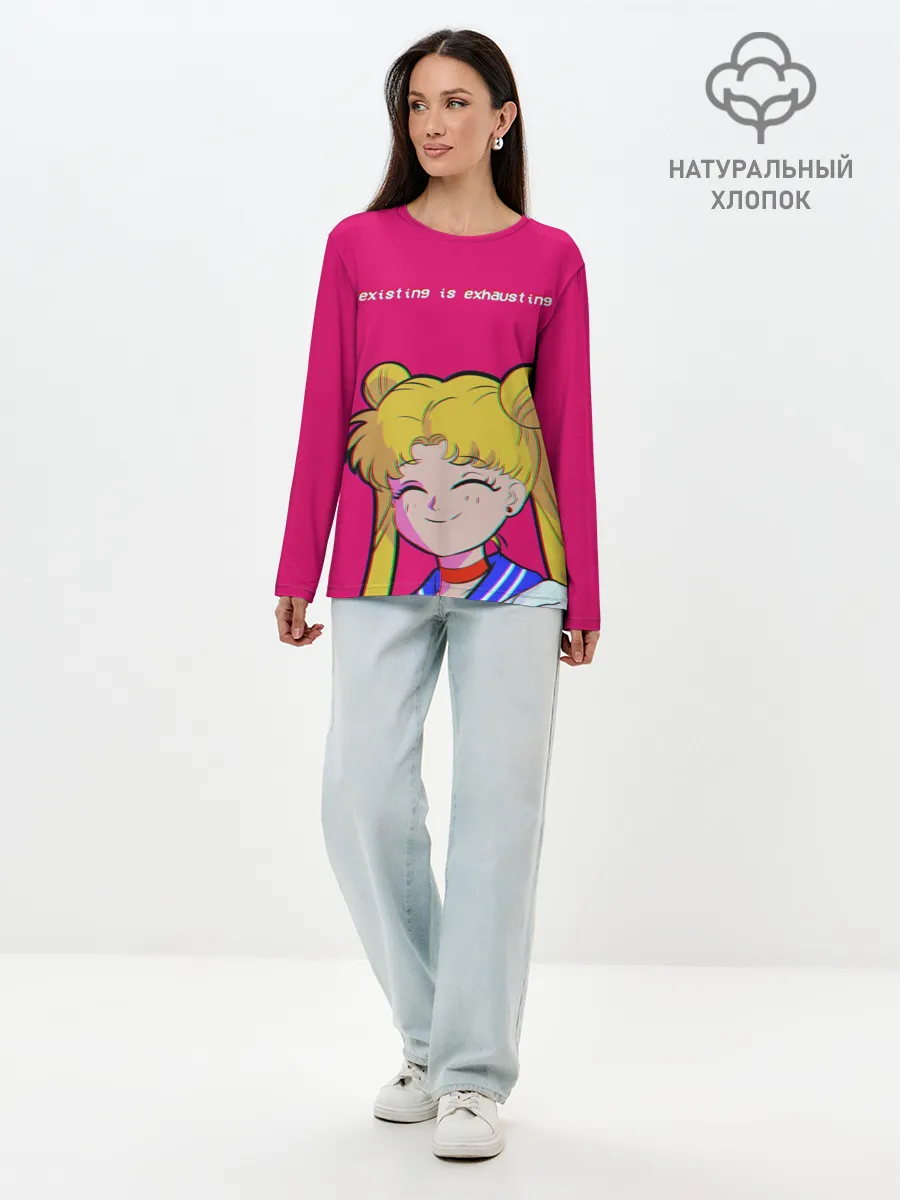 Лонгслив женский. Хлопок / EXISTING IS EXHAUSTING