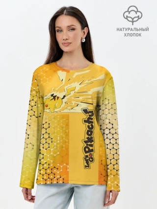 Лонгслив женский. Хлопок / Pikachu