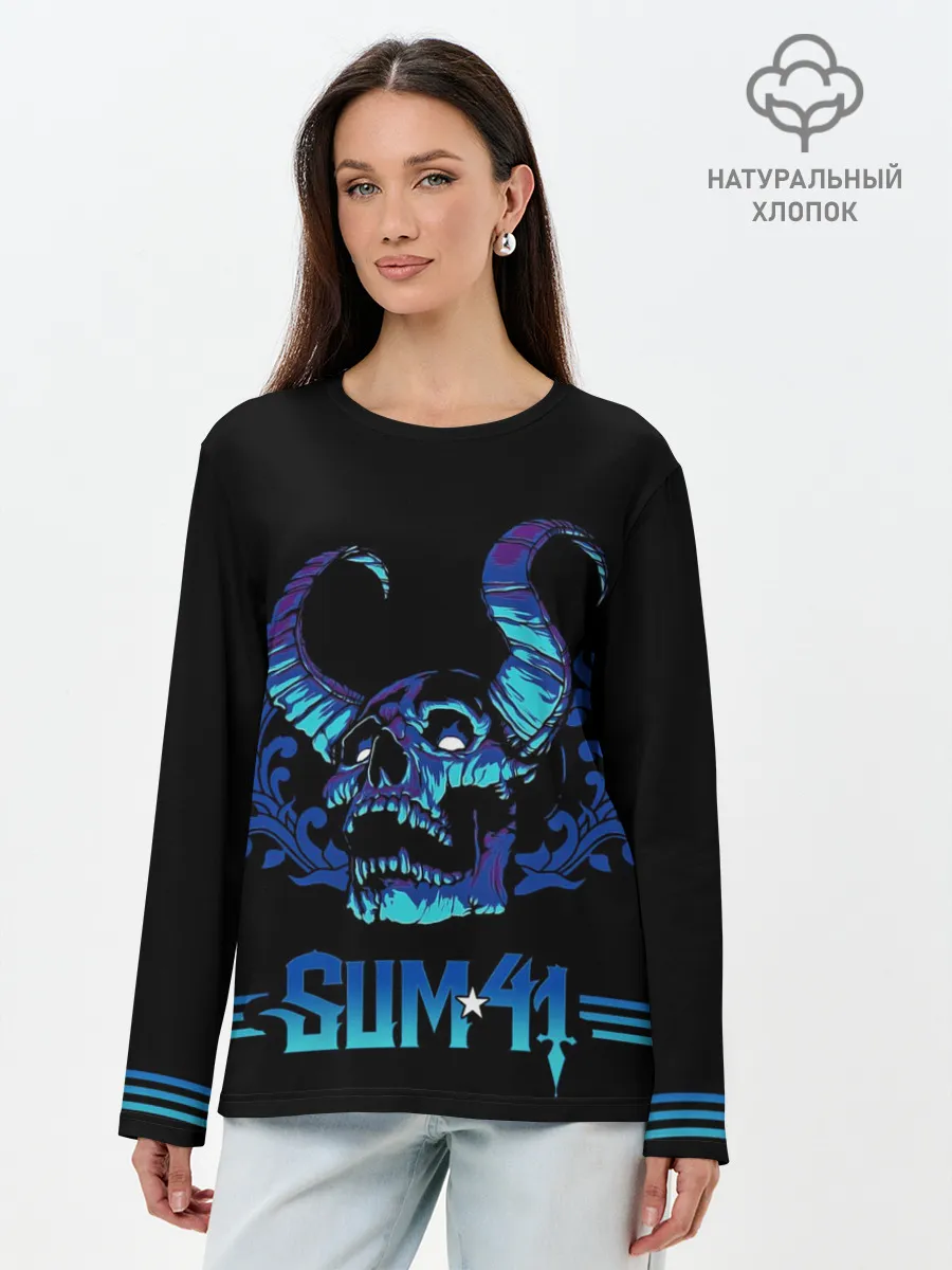 Лонгслив женский. Хлопок / Horned skull