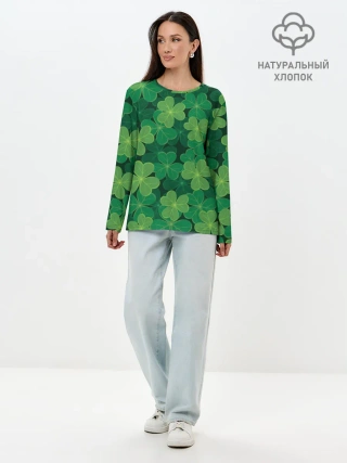 Лонгслив женский. Хлопок / Ирландский клевер