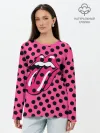 Лонгслив женский. Хлопок / rolling stones pink logo