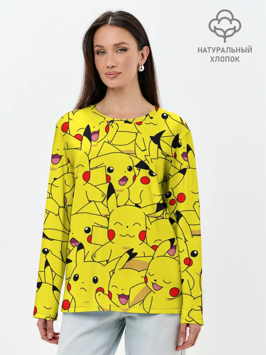 Лонгслив женский. Хлопок / ПИКАЧУ