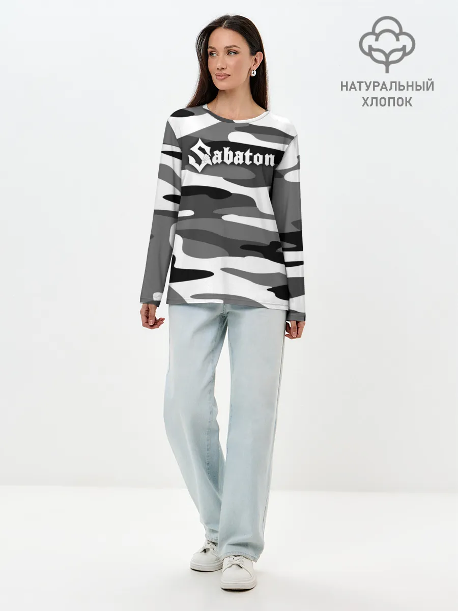 Лонгслив женский. Хлопок / Камуфляж Sabaton