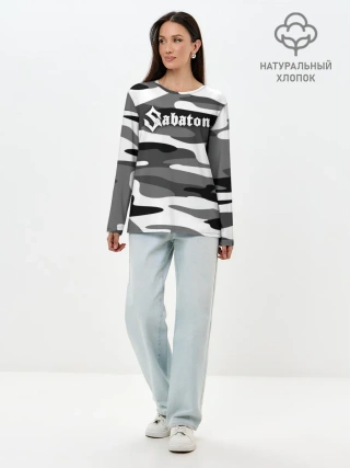 Лонгслив женский. Хлопок / Камуфляж Sabaton