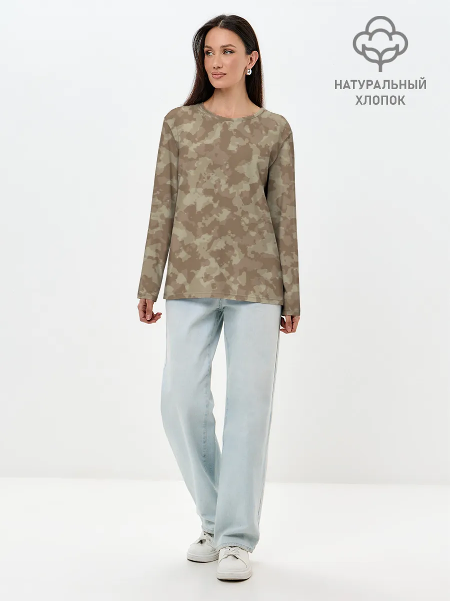 Лонгслив женский. Хлопок / Хаки