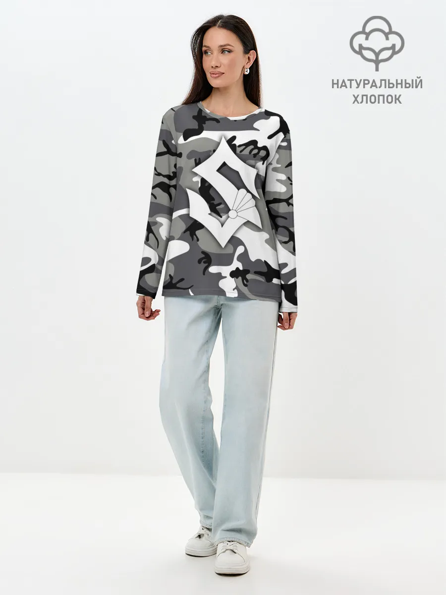Лонгслив женский. Хлопок / Камуфляж Sabaton