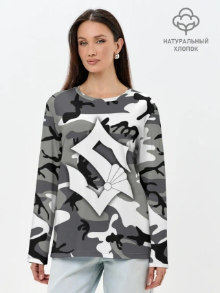 Лонгслив женский. Хлопок / Камуфляж Sabaton