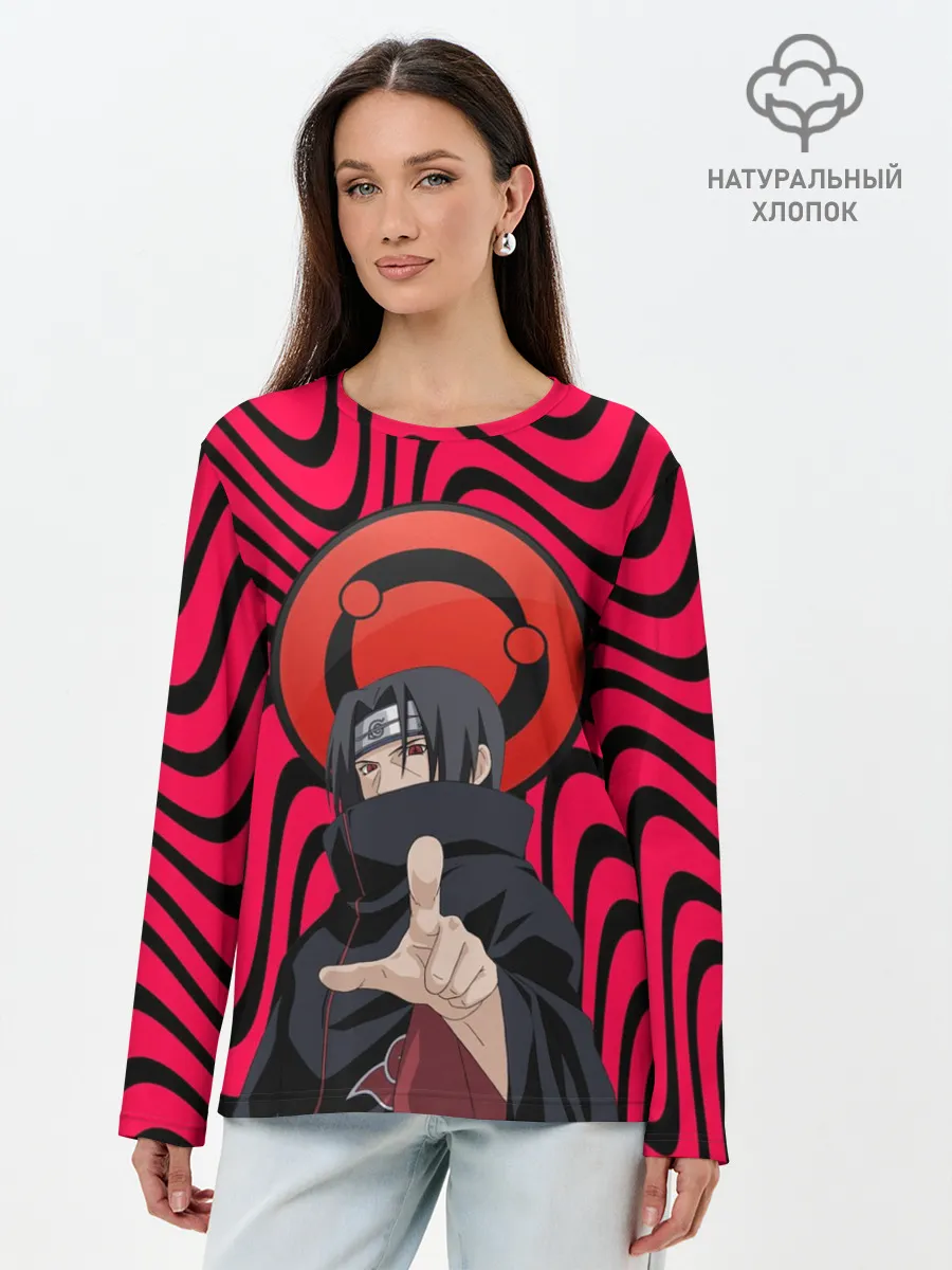 Лонгслив женский. Хлопок / Учихе Саске