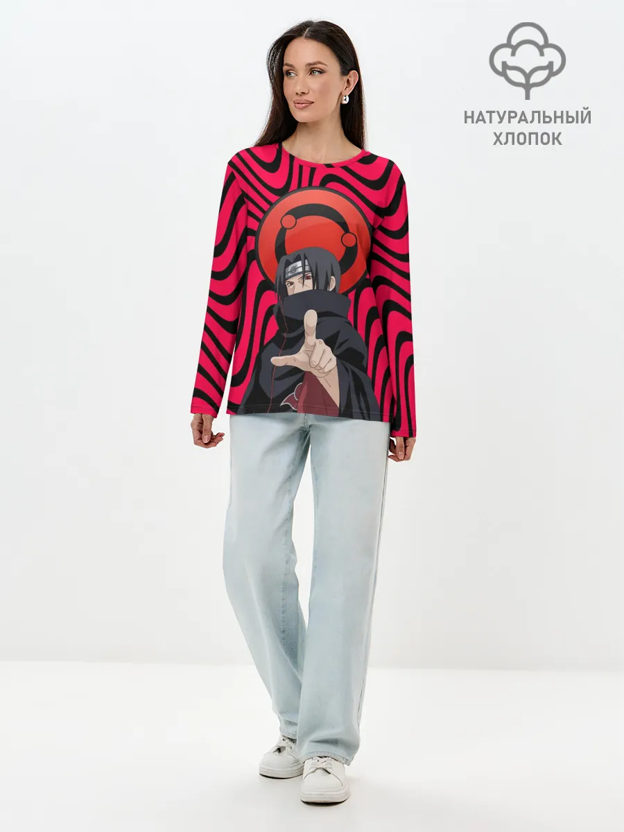Лонгслив женский. Хлопок / Учихе Саске