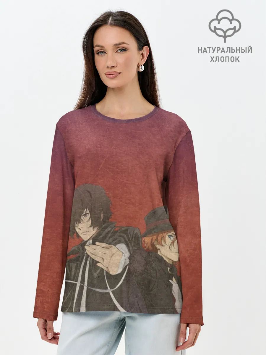 Лонгслив женский. Хлопок / Дазай и Чуя