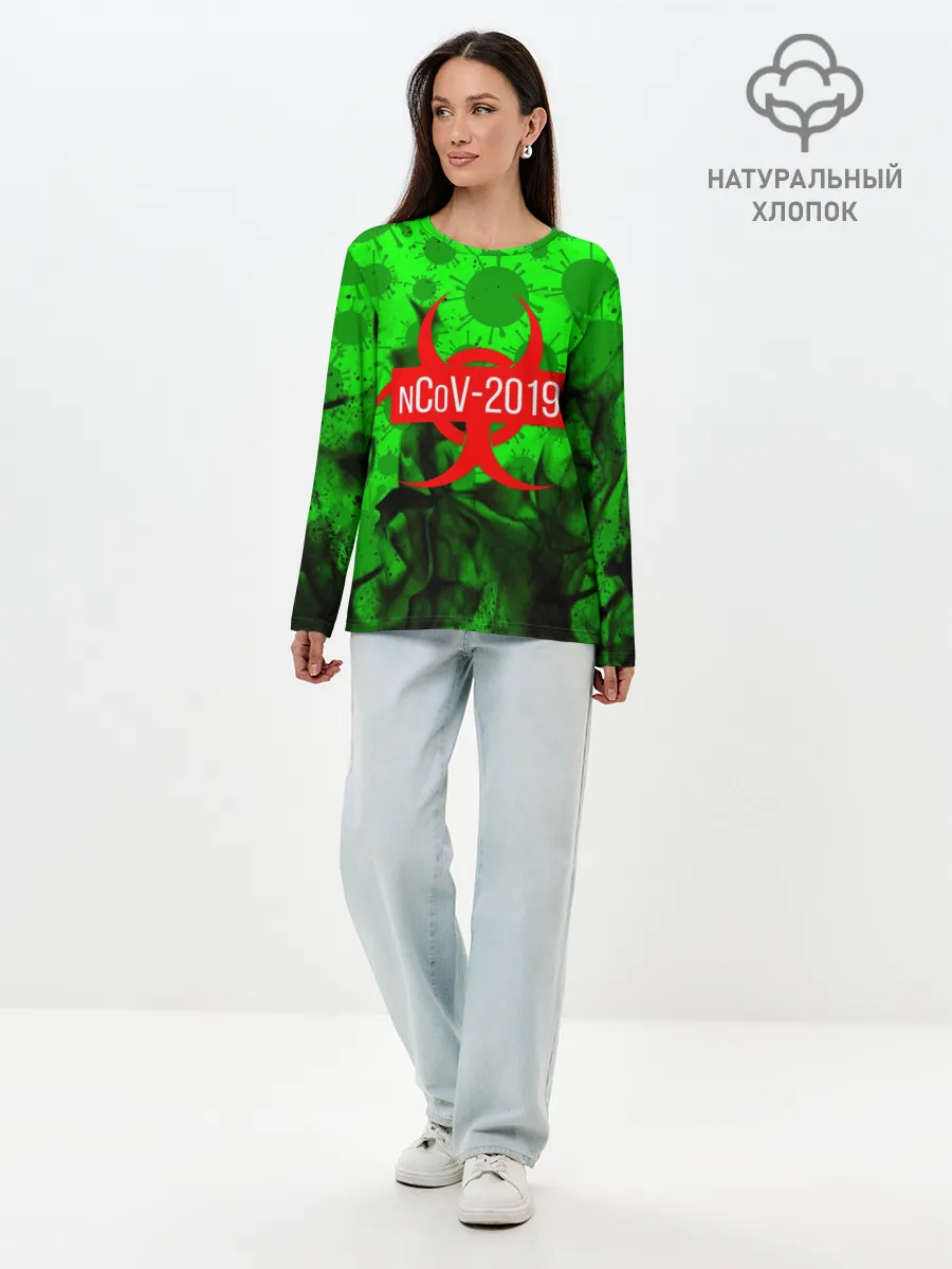 Лонгслив женский. Хлопок / КОРОНАВИРУС