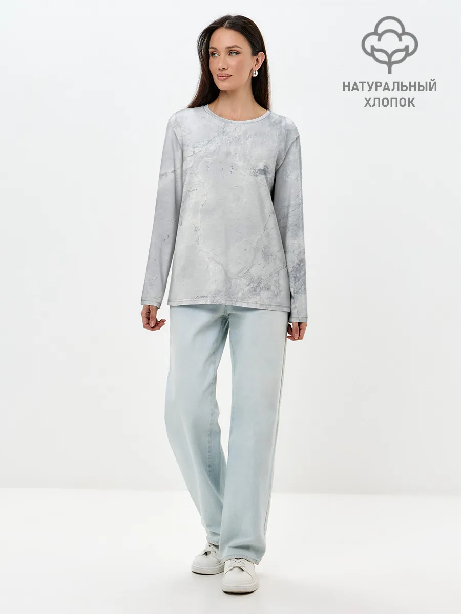 Лонгслив женский. Хлопок / Мрамор