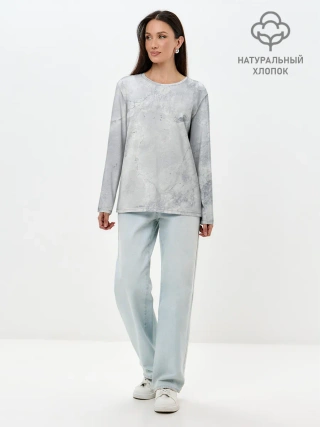 Лонгслив женский. Хлопок / Мрамор
