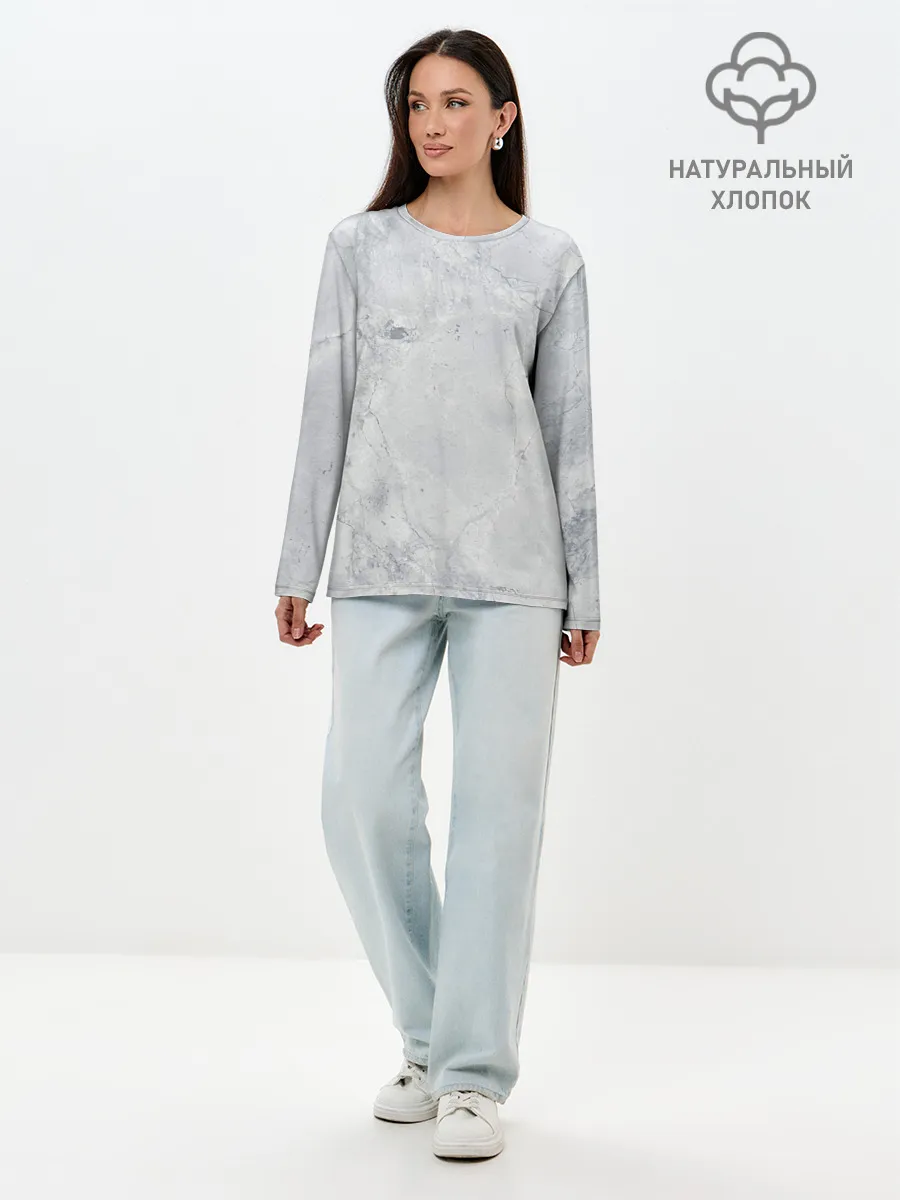 Лонгслив женский. Хлопок / Мрамор