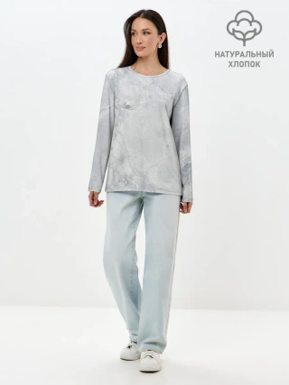 Лонгслив женский. Хлопок / Мрамор
