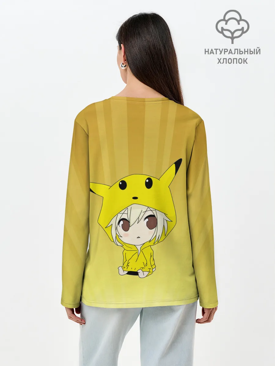 Лонгслив женский. Хлопок / Пикачу