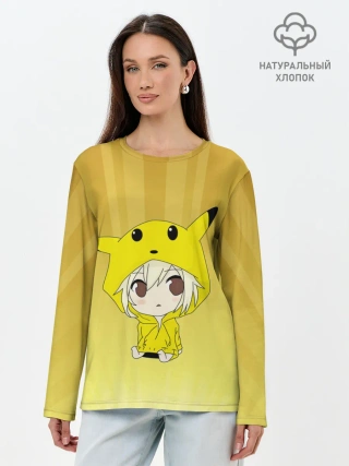 Лонгслив женский. Хлопок / Пикачу