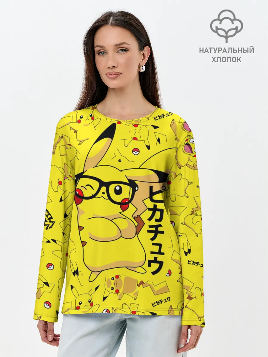 Лонгслив женский. Хлопок / ПИКАЧУ
