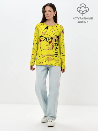 Лонгслив женский. Хлопок / ПИКАЧУ