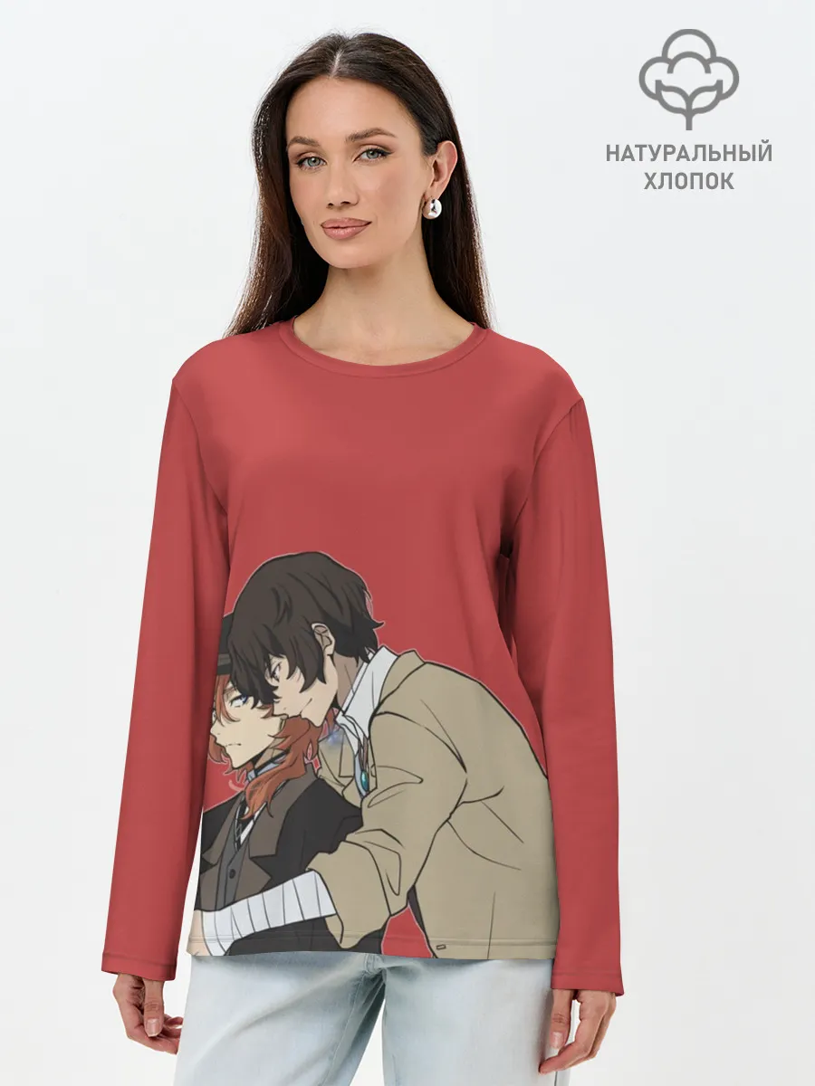 Лонгслив женский. Хлопок / Дазай и Чуя