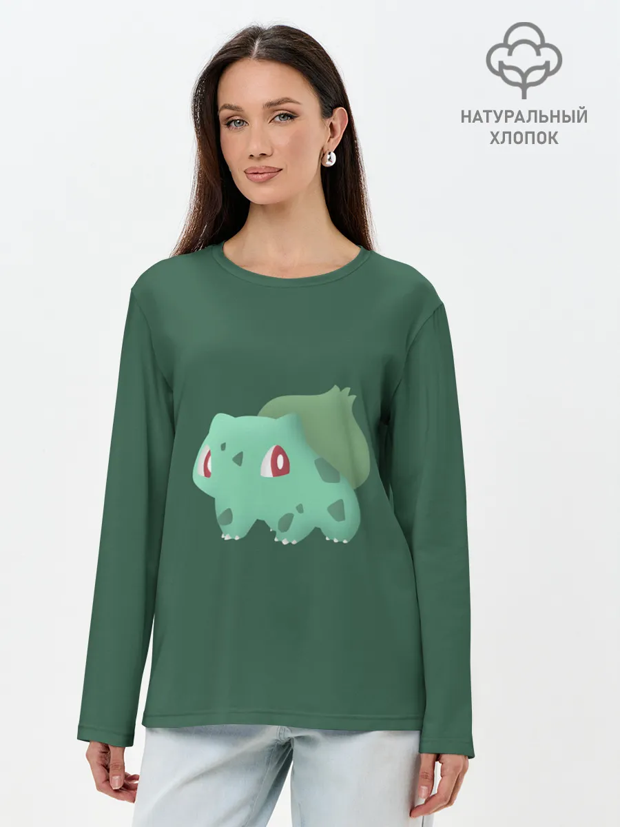 Лонгслив женский. Хлопок / Pokemon Bulbasaur
