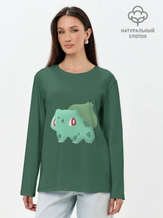 Лонгслив женский. Хлопок / Pokemon Bulbasaur