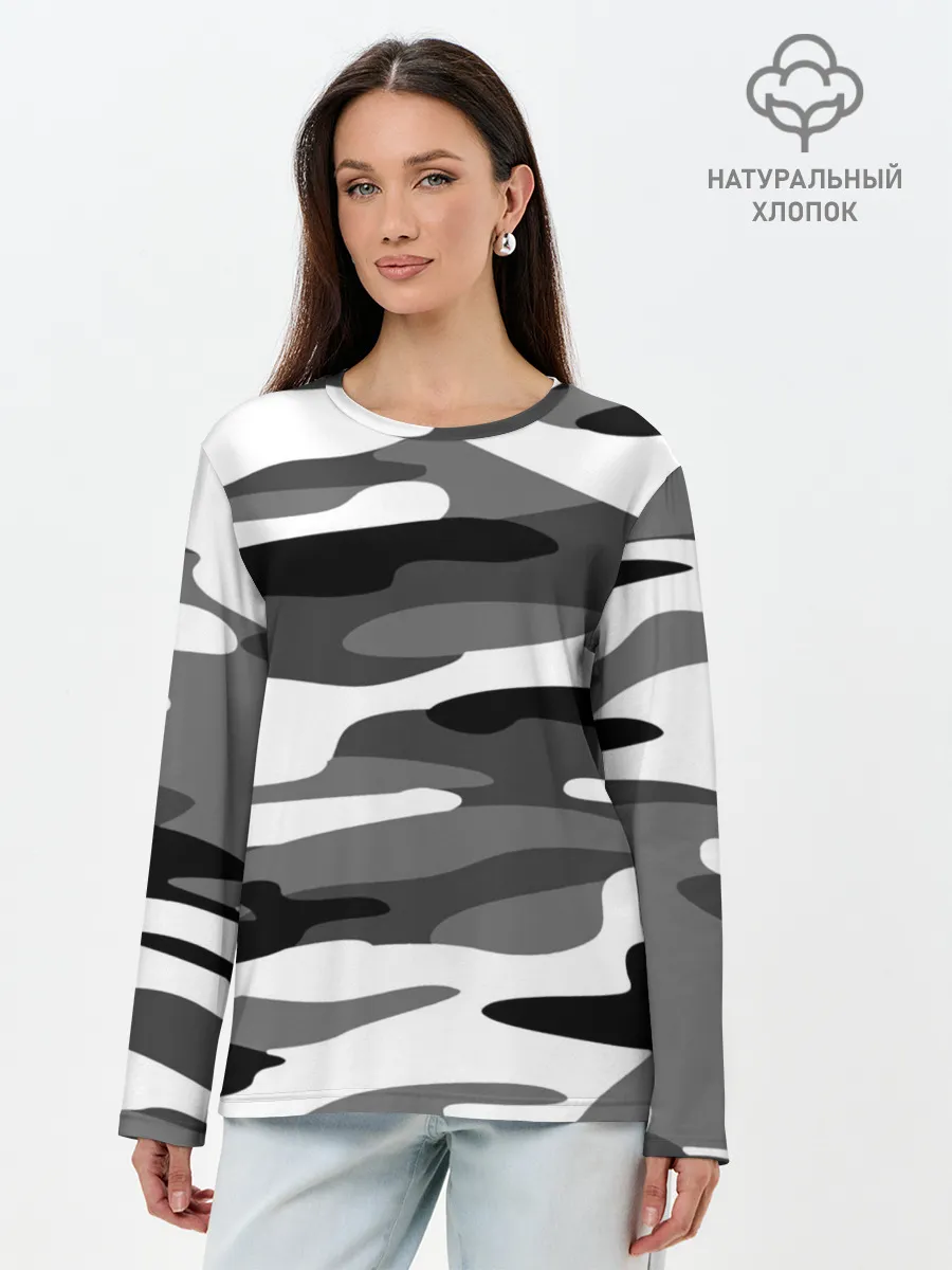 Лонгслив женский. Хлопок / Камуфляж Sabaton без лого