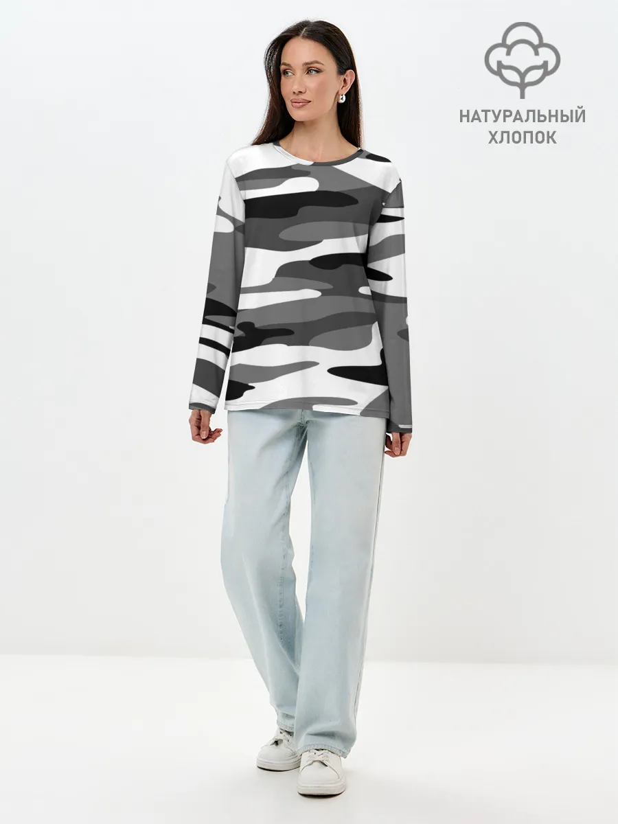 Лонгслив женский. Хлопок / Камуфляж Sabaton без лого