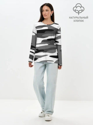 Лонгслив женский. Хлопок / Камуфляж Sabaton без лого