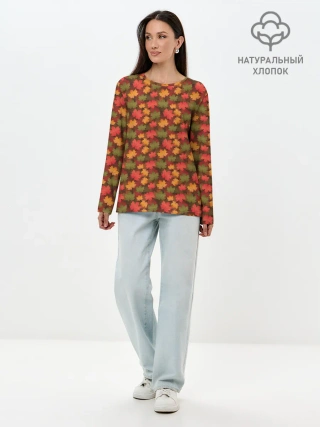 Лонгслив женский. Хлопок / Maple leaves