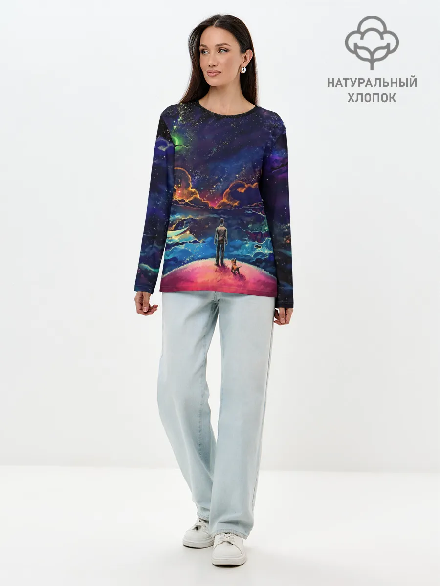 Лонгслив женский. Хлопок / Космос