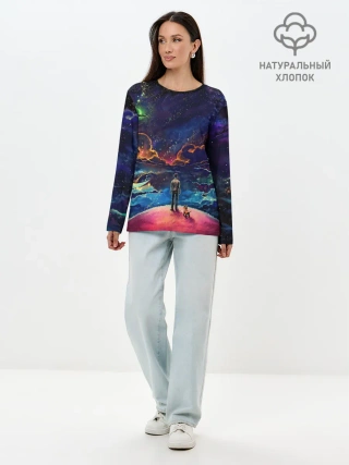 Лонгслив женский. Хлопок / Космос