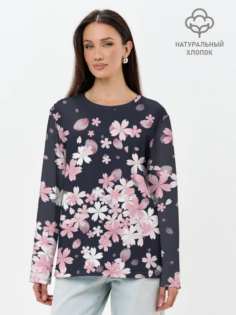 Лонгслив женский. Хлопок / Сакура