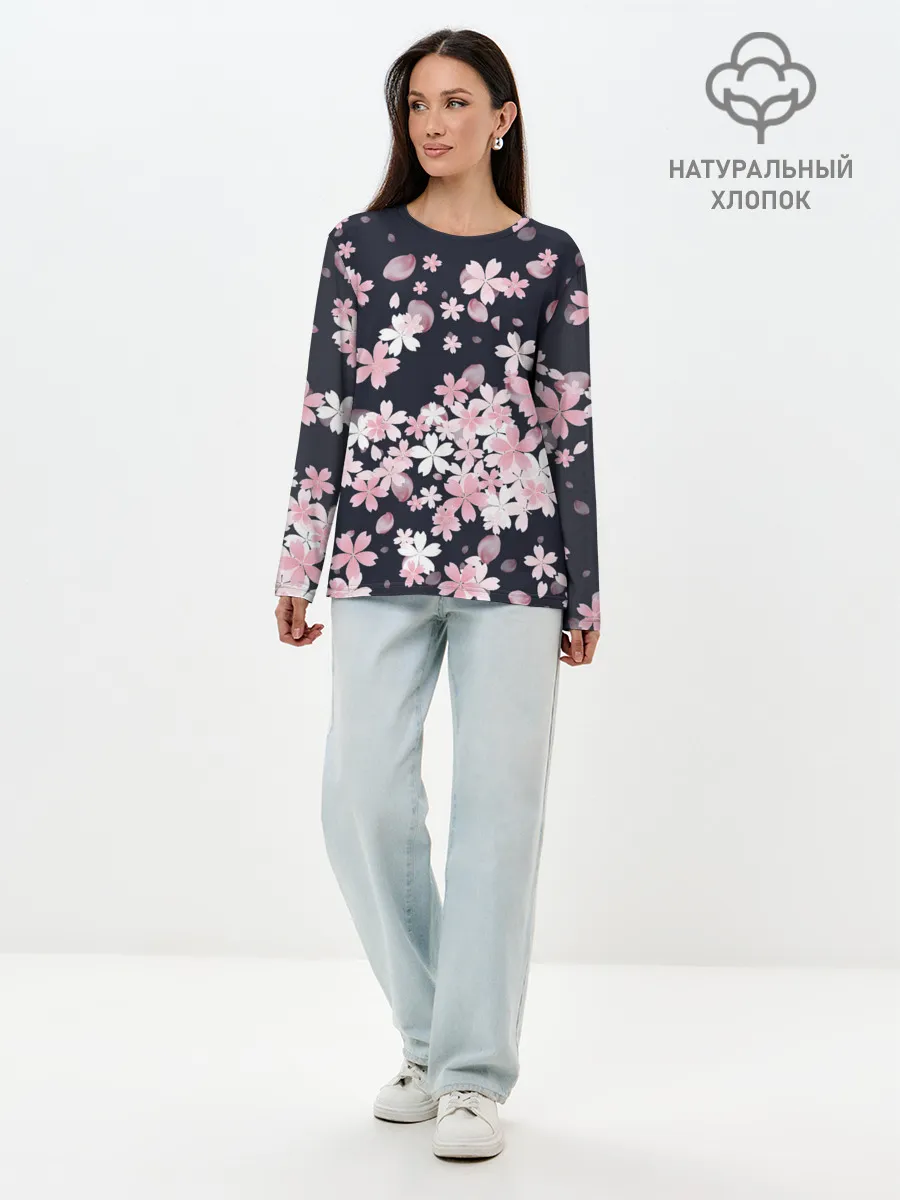 Лонгслив женский. Хлопок / Сакура