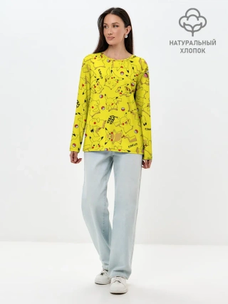 Лонгслив женский. Хлопок / ПИКАЧУ