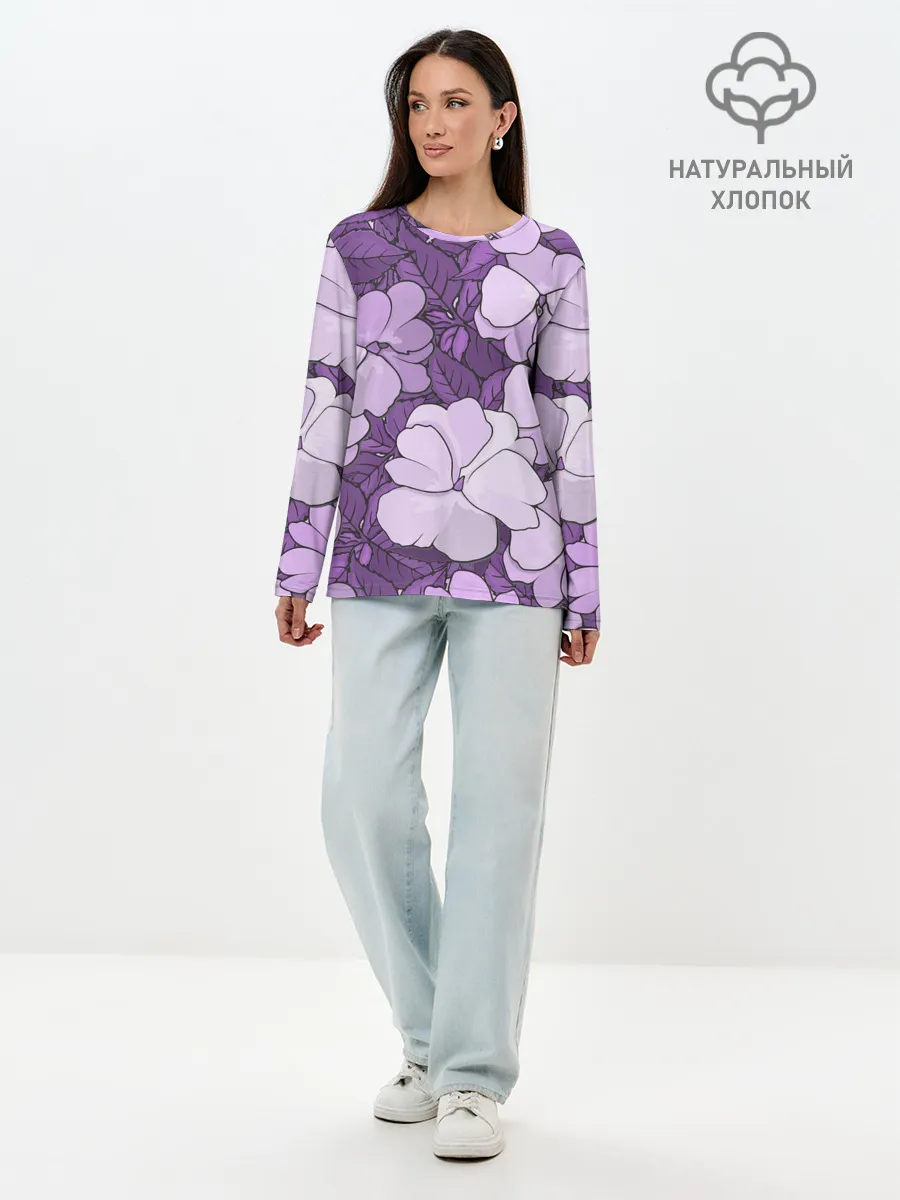 Лонгслив женский. Хлопок / Цветы