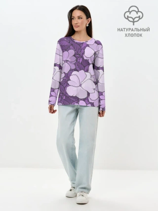Лонгслив женский. Хлопок / Цветы
