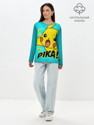 Лонгслив женский. Хлопок / ПИКАЧУ